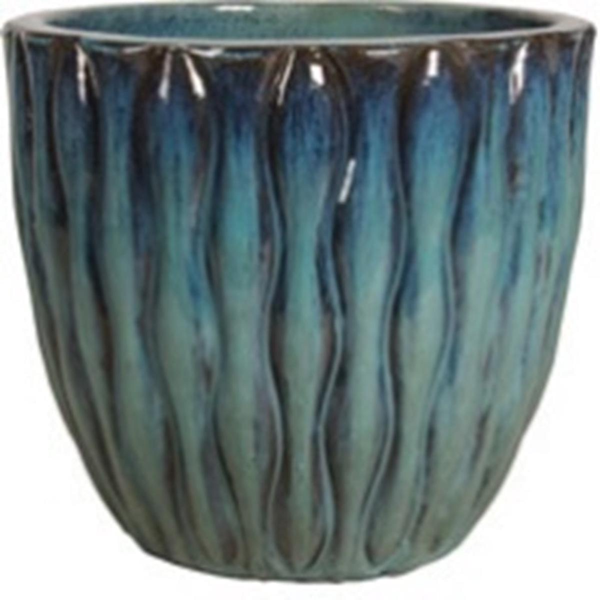 8924N19 - Marble Green Seagrass Bullet Planter - 19" x 19" x 17" | Marble Green | Ceramic