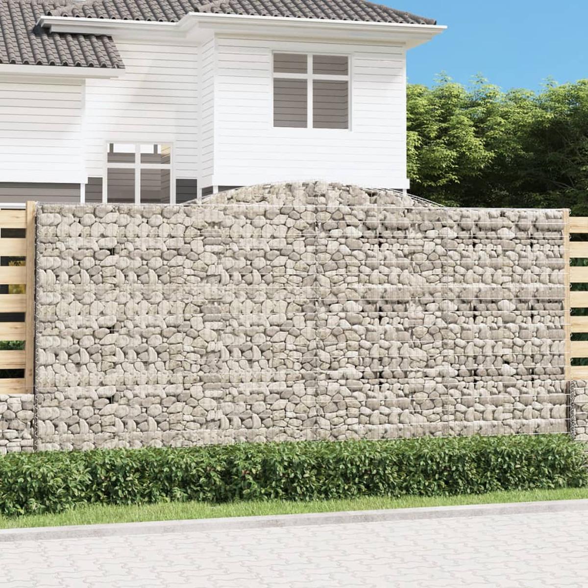 vidaXL Arched Gabion Basket 400x30x200/220 cm Galvanised Iron