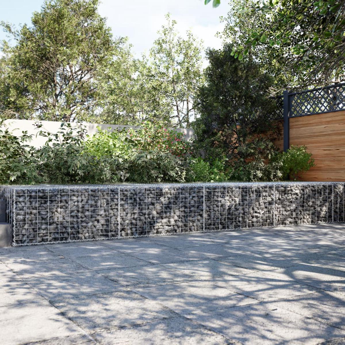 vidaXL Gabion Basket with Cover 1200x100x50 cm Galvanised Iron