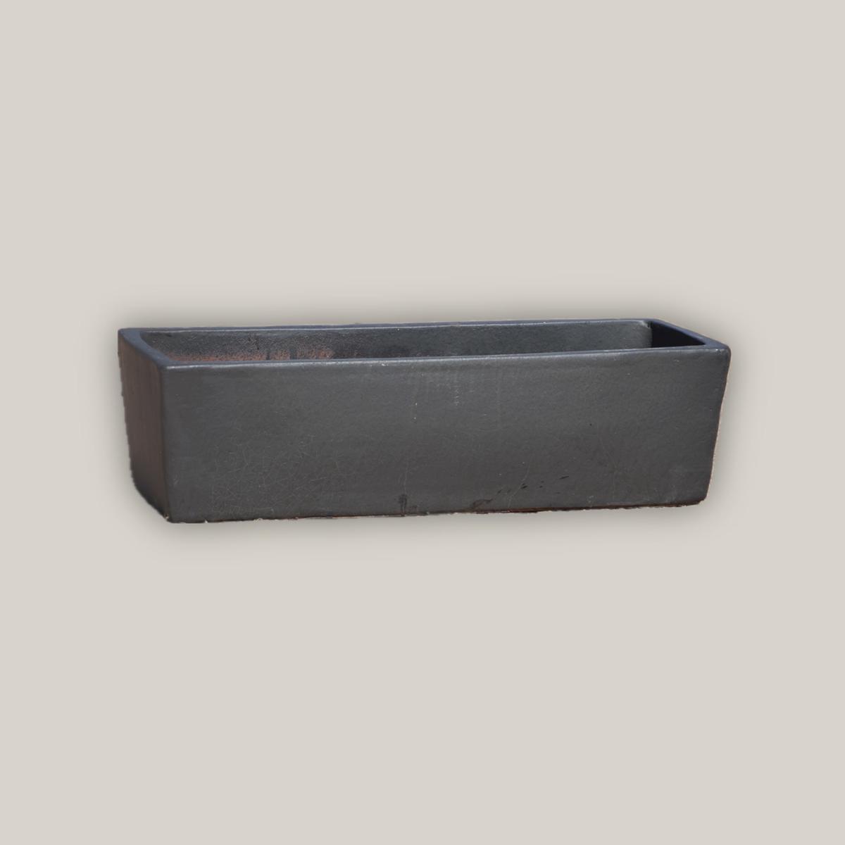 212M19 - Matte Black Rectangular Ceramic Planter - 18" x 6" x 6" | Matte Black