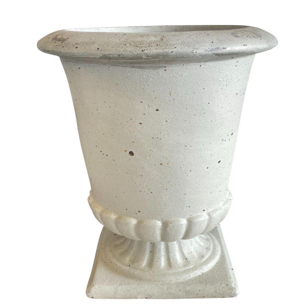 744R31 - White Rustic Ceramic Urn Planter - 19" x 19" x 33" / Rustic White