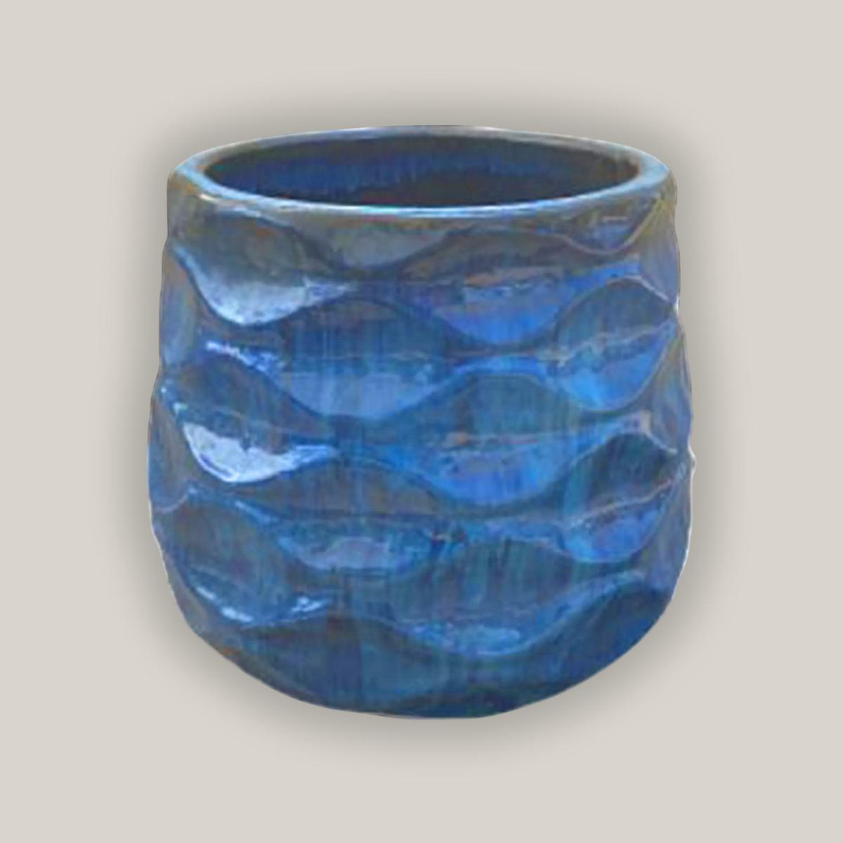 6101H76 8211 Deep Turquoise Modern Wave Round Ceramic Planters 8211 178221 x 178221 x 1758221 Deep Turquoise