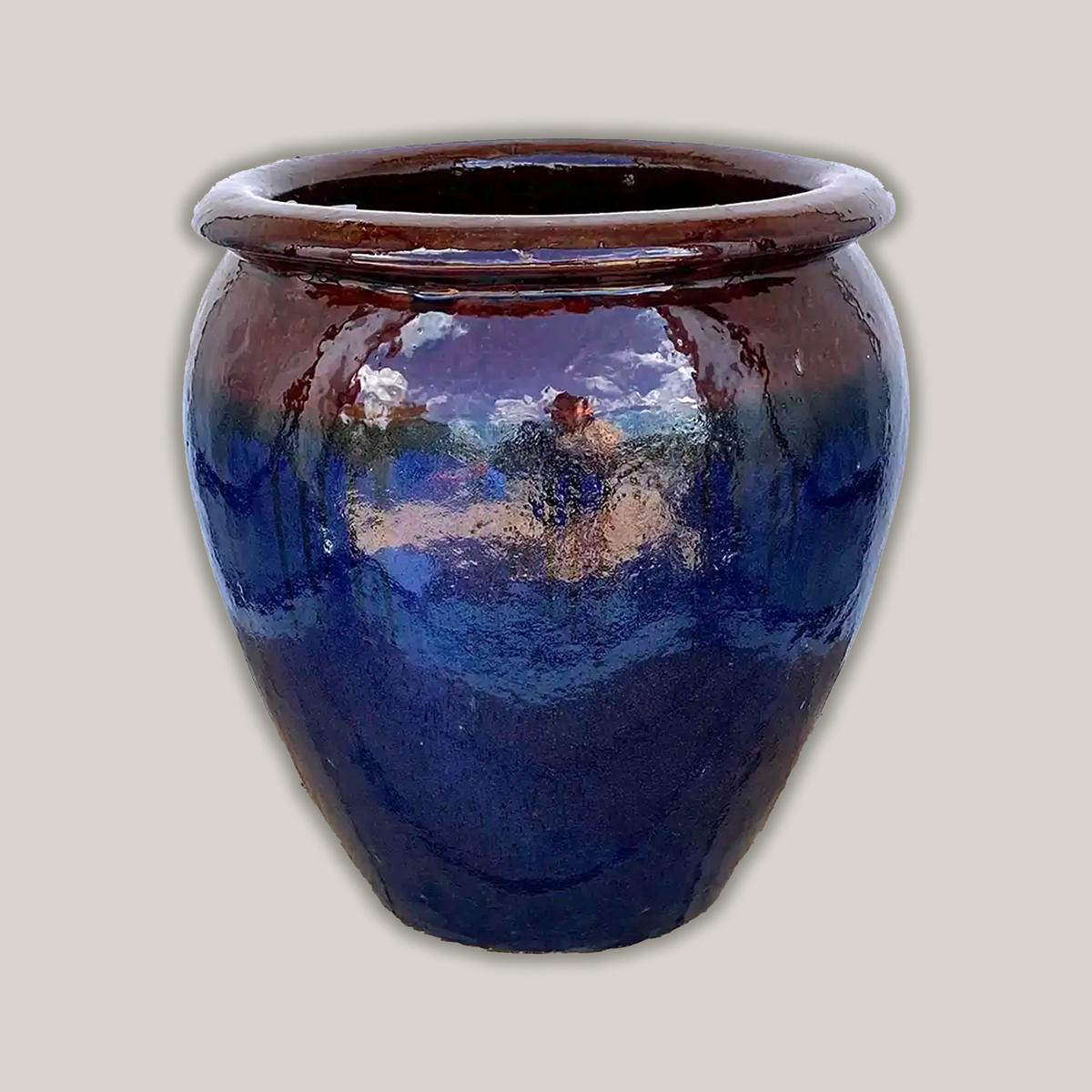 8026N37 8211 BrownBlue Fish Bowl Planter 8211 198221 x 198221 x 208221 BrownBlue Ceramic