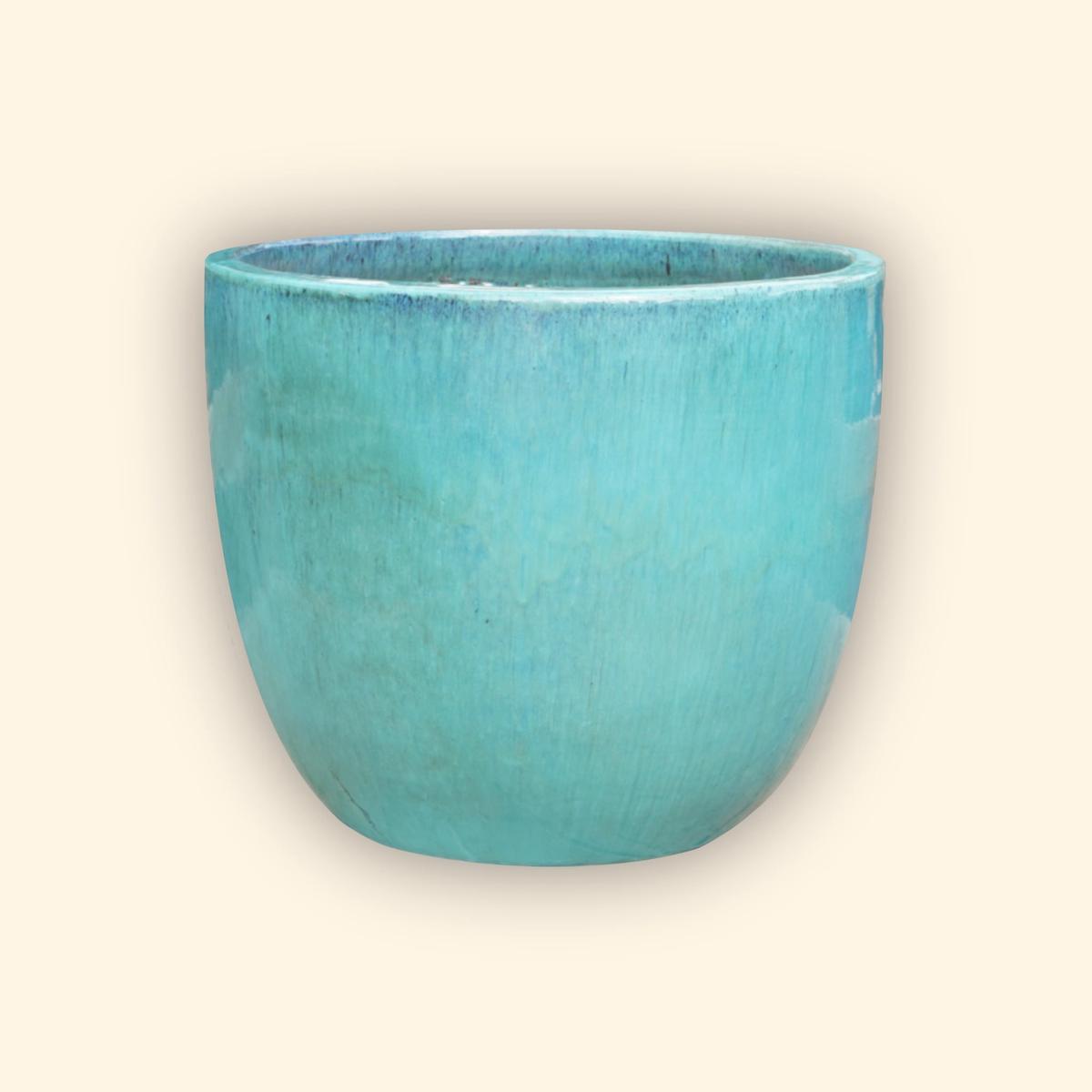9082C3A - Aqua Ceramic Bullet Planter - 12" x 12" x 11" | Aqua