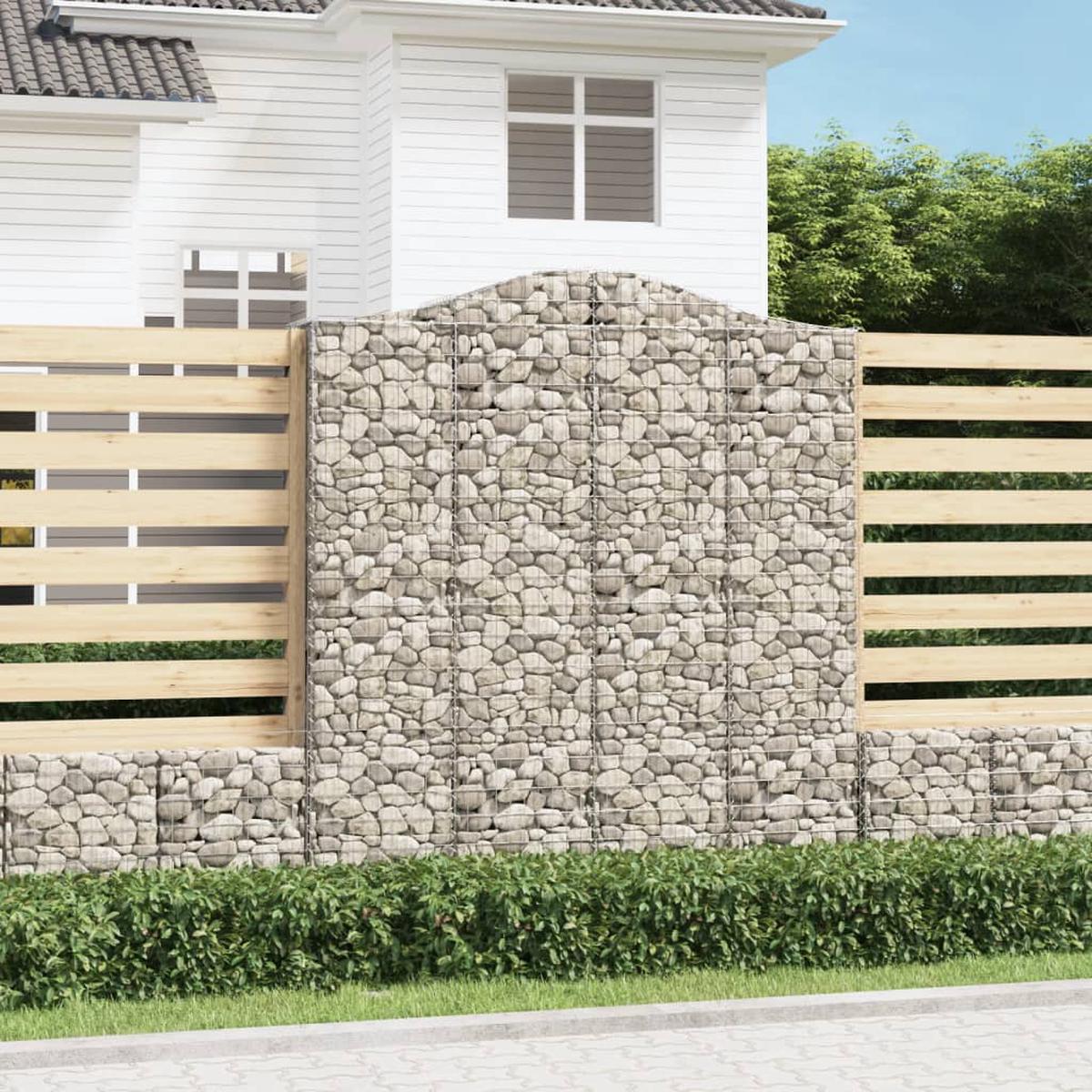 vidaXL Arched Gabion Baskets 3 pcs 200x30x220/240 cm Galvanised Iron