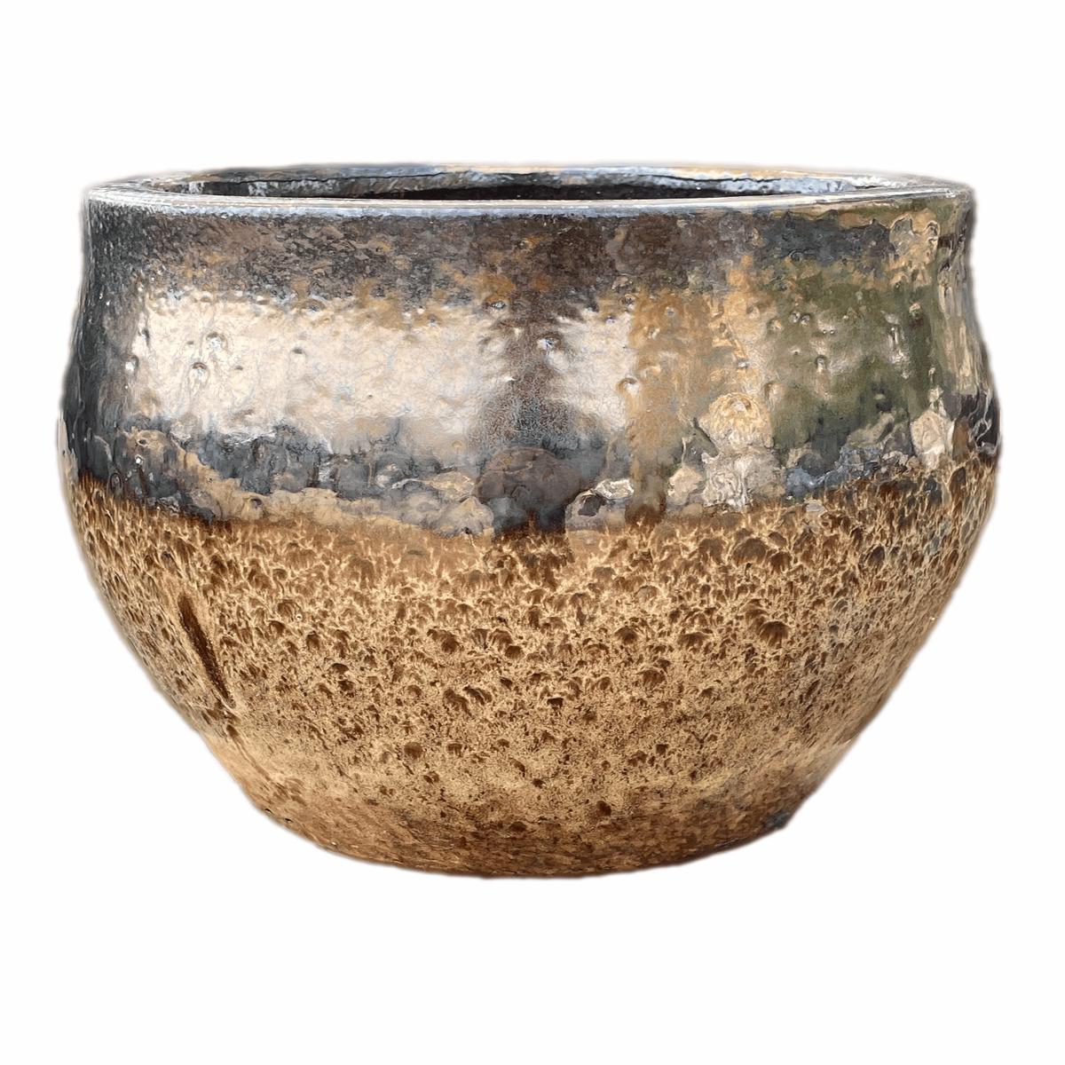 232M59 8211 Round Belly Ceramic Pot 8211 168221 x 168221 x 168221 GoldTiger Skin