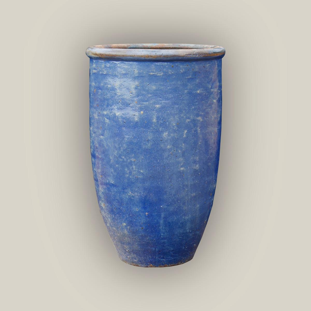 601R19 - Midnight Blue Rustic Giant Tapered Tall Cylinder Planter - 24" x 24" x 37" / Midnight Blue
