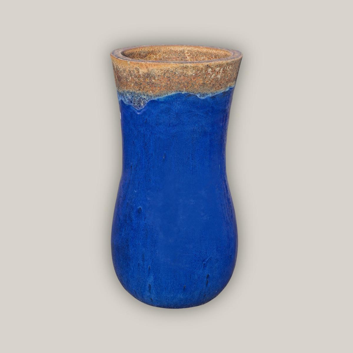 8206S51 - Angkor/Blue Ceramic Peanut Planter - 13" x 13" x 26" | Angkor/Blue