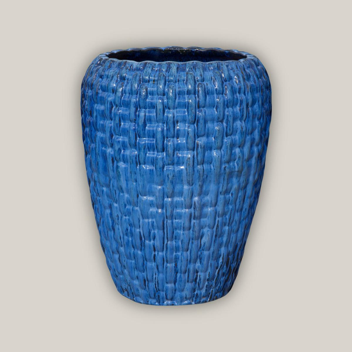 9700C1 8211 Cobalt Blue Ceramic Tall Woven Planter 8211 318221 x 318221 x 398221 Cobalt Blue
