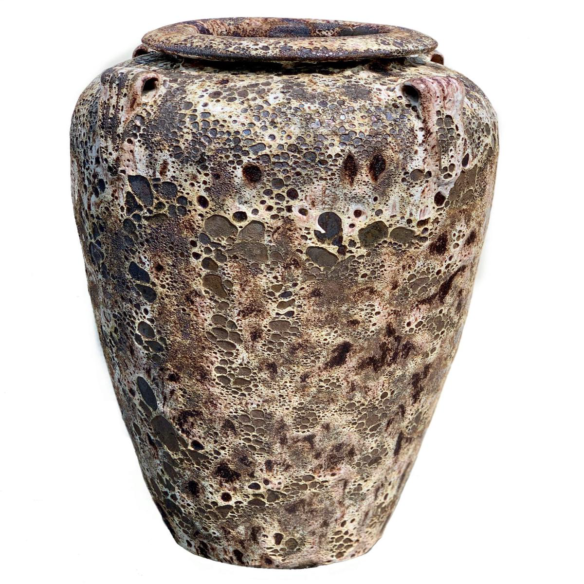 9840C42 8211 Seafoam Brown Ceramic Temple Jar With Handles 8211 188221 x 188221 x 268221 8211 Seafoam Brown