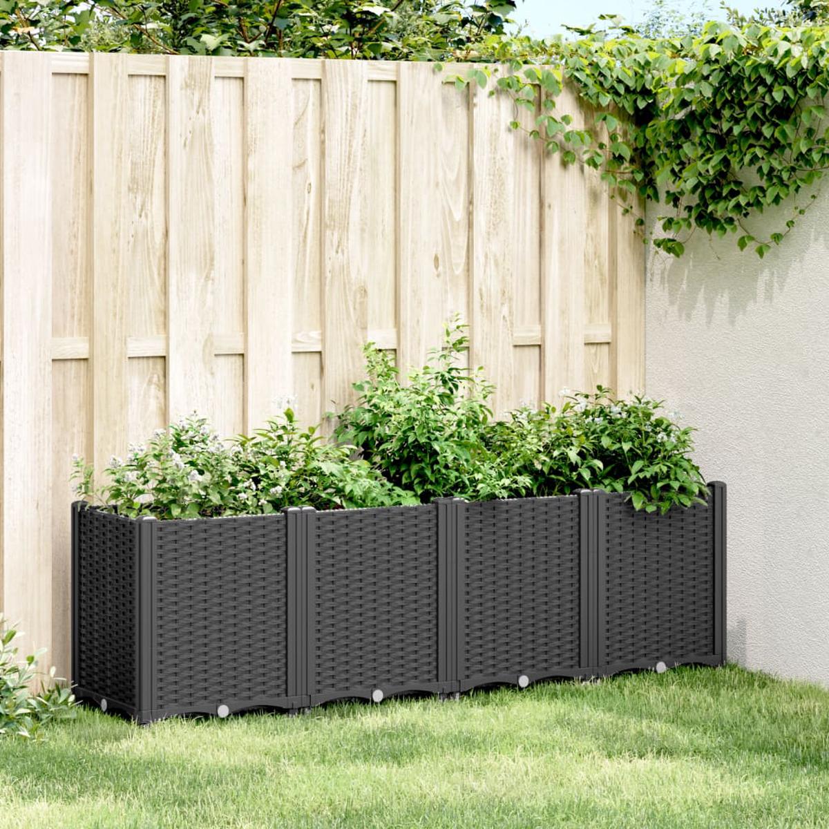 vidaXL Garden Planter Black 160x40x53 cm PP