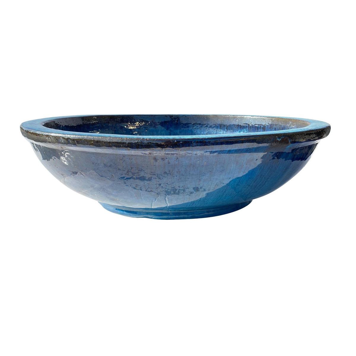 8841N8 - Blue Large Ceramic Wide Bowl - 16" x 16" x 7" / Blue
