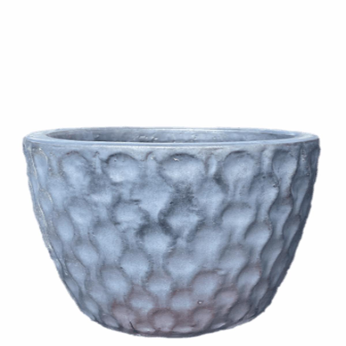 9780C8 - Matte Black Ceramic Wavy Round Planter - 9" x 9" x 7"