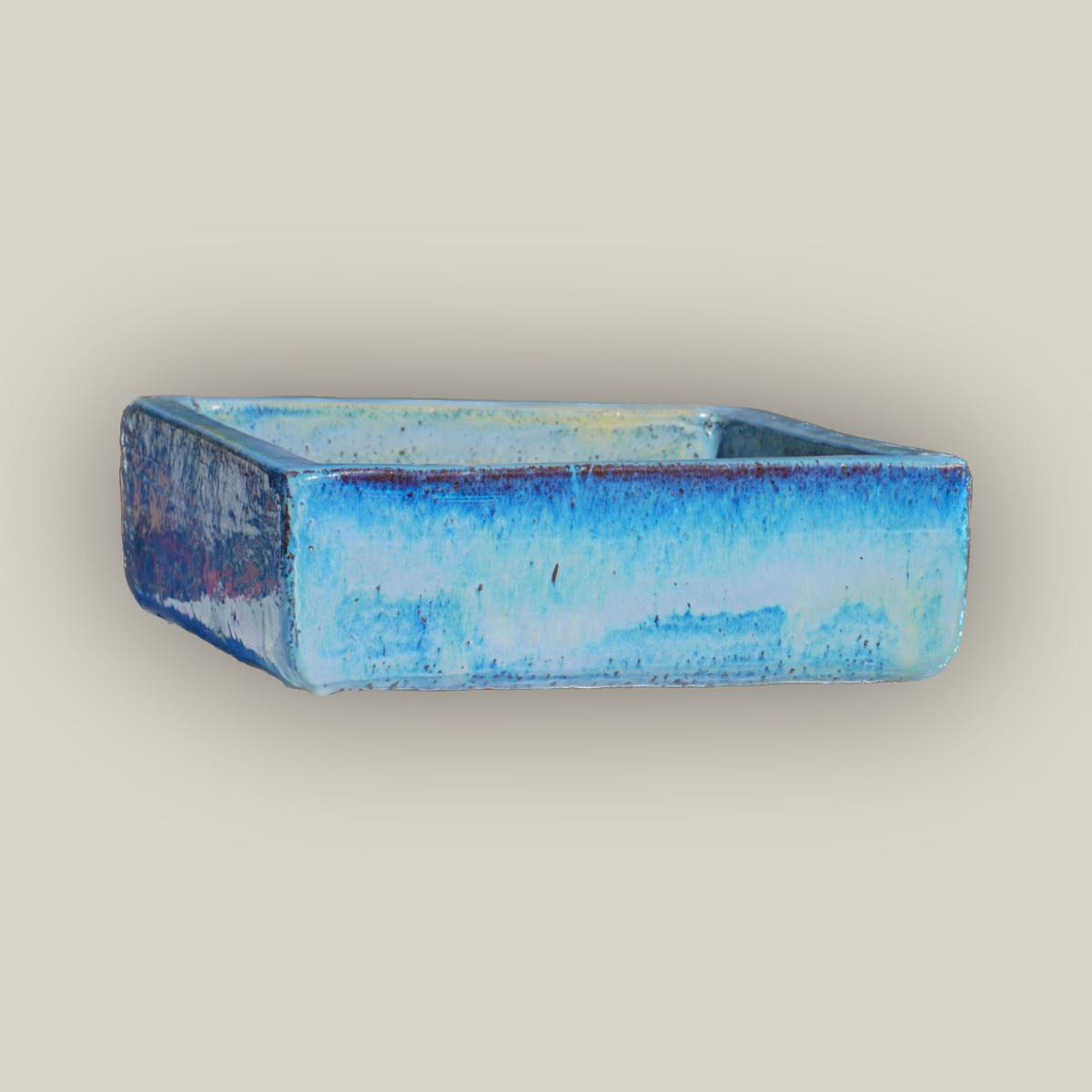 9788C45 8211 Ocean Blue Low Square Ceramic Planter 8211 198221 x 198221 x 48221 Ocean Blue