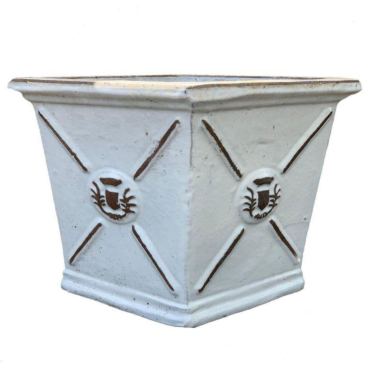 8652N43 8211 Antique White Antibes Square Ceramic Pot 8211 198221 x 198221 x 218221 Antique White