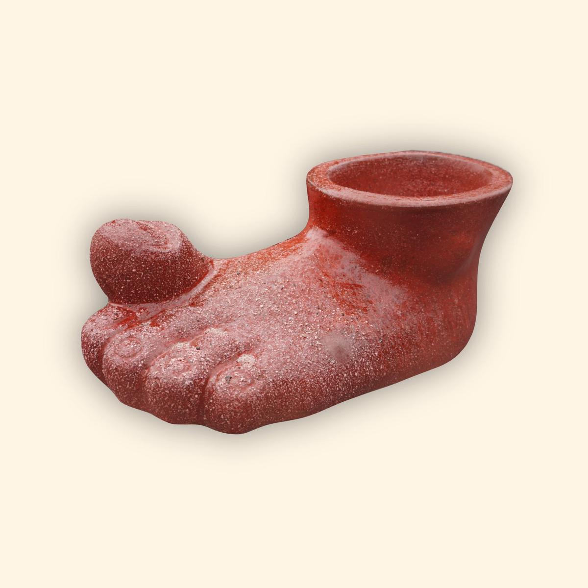 9536LP12 - Chili Red Left Foot Ceramic Planter - 11" x 22" x 9"
