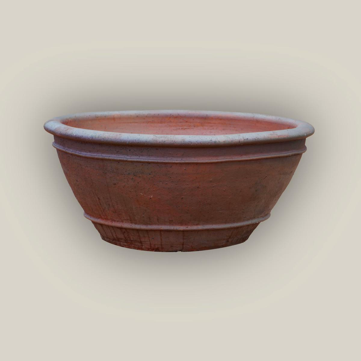 1-729R14 8211 Iron Clay Rustic Low Bowl Ceramic Planter 8211 298221 x 298221 x 148221 Iron Clay