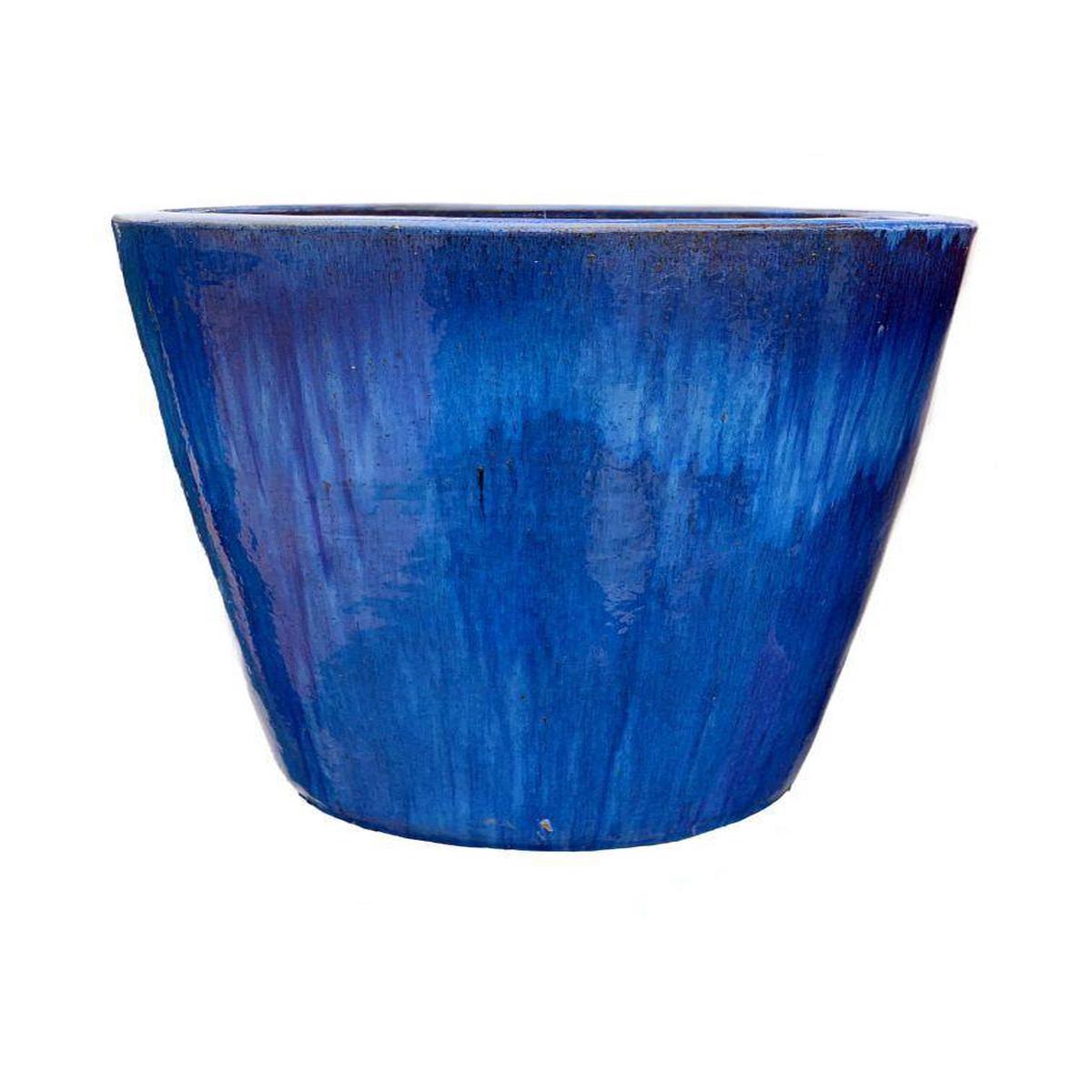 9849C1 - Blue Ceramic Cone Planter - Cobalt Blue | 28" x 28" x 28"