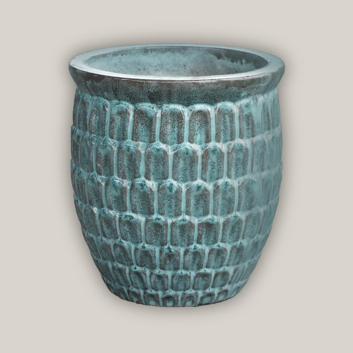 6051H3A 8211 Moss Green Dragon Scale Pot 8211 118221 x 118221 x 128221 Moss Green Ceramic