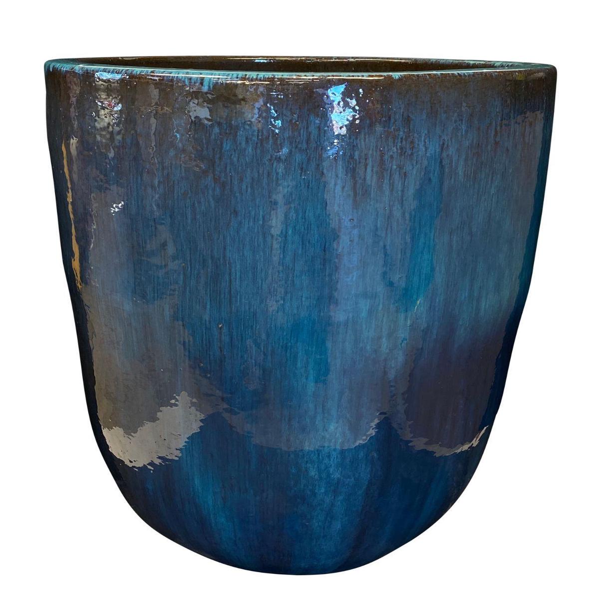 9014C3A - Aqua Modern Cylinder Planter - 18" x 18" x 24" | Aqua | Ceramic