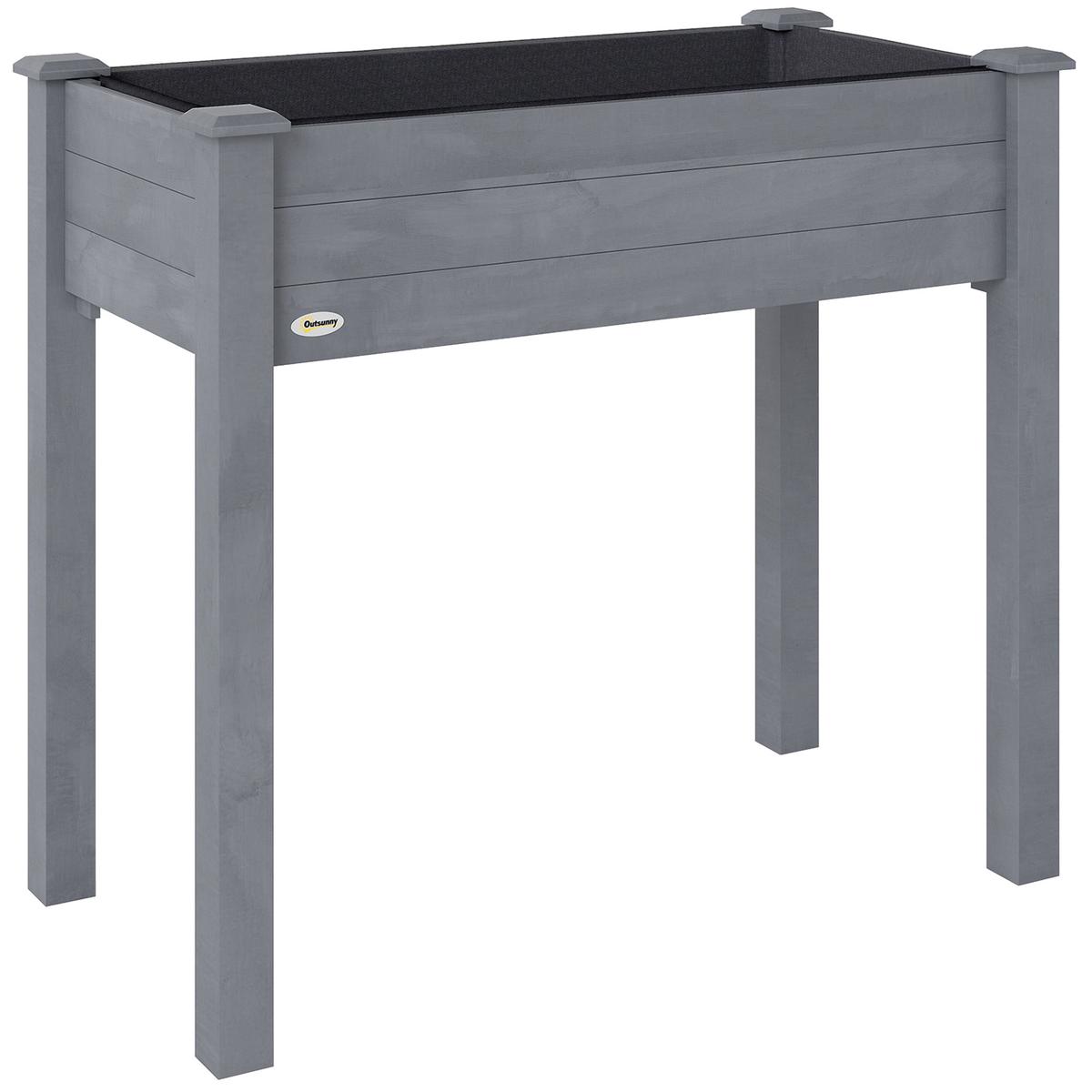 Wooden Raised Garden Planter Box With Bed Liner Ideal For Vegetables And Herbs Dark Grey