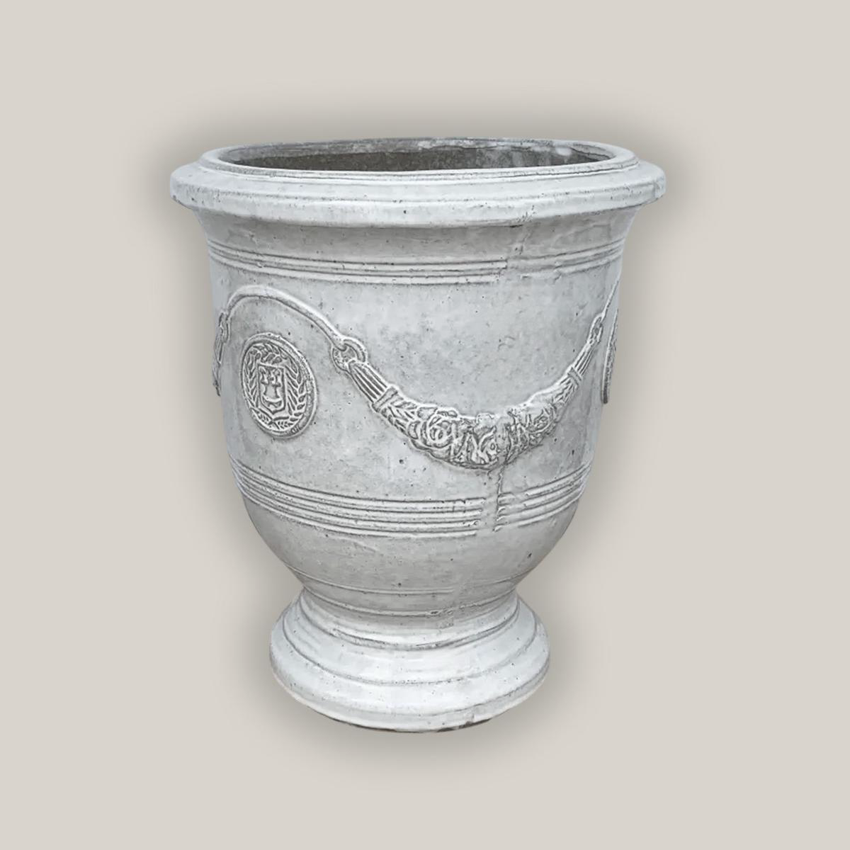 3017L99 8211 Medallion Ceramic Urn Planter 8211 188221 x 188221 x 228221 White