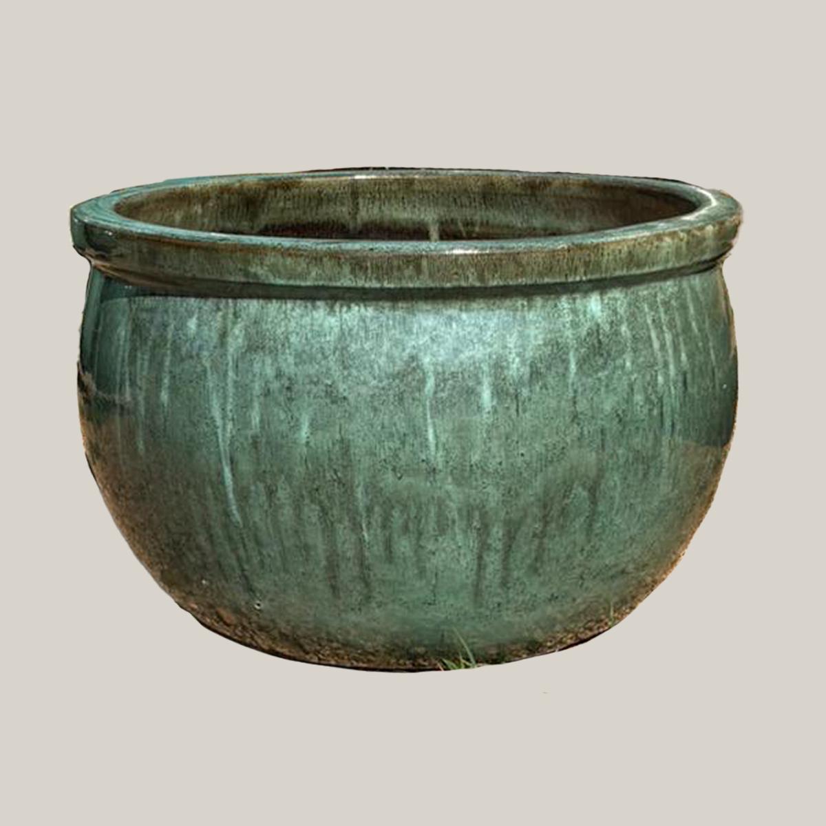 6114H85 - Musty Green Wide Bowl Planter - 15" x 15" x 10" / Musty Green