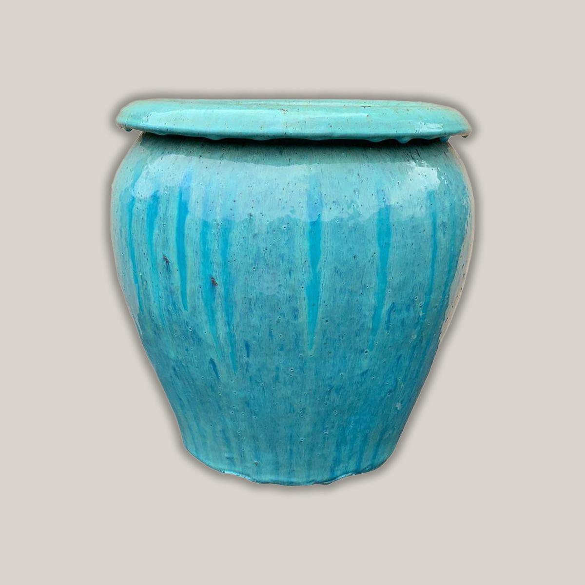 9002C3 - Aqua Phoenix Ceramic Fish Bowl Planter - 26" x 26" x 26" / Aqua