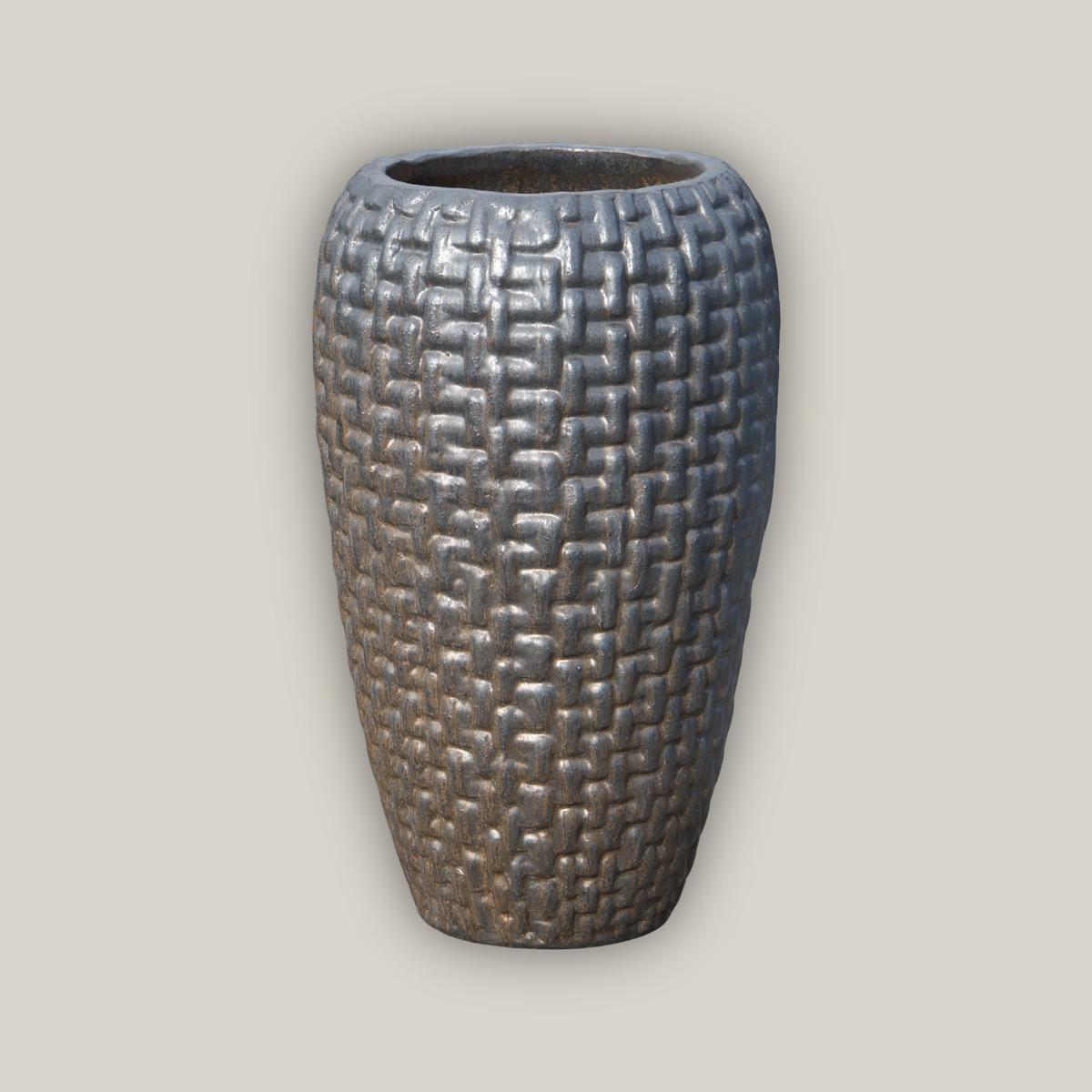 9700C17 - Copper Gold Ceramic Tall Woven Planter - 20" x 20" x 34" | Copper Gold