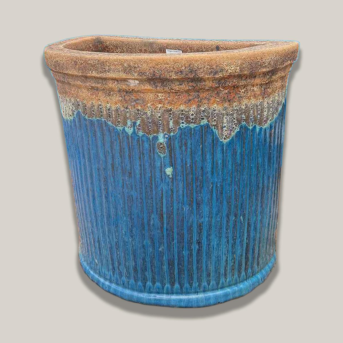 8837S43 - Angkor/Marble Green Half Round Ceramic Wall Planter - 23" x 13" x 21" | Angkor/Marble Green