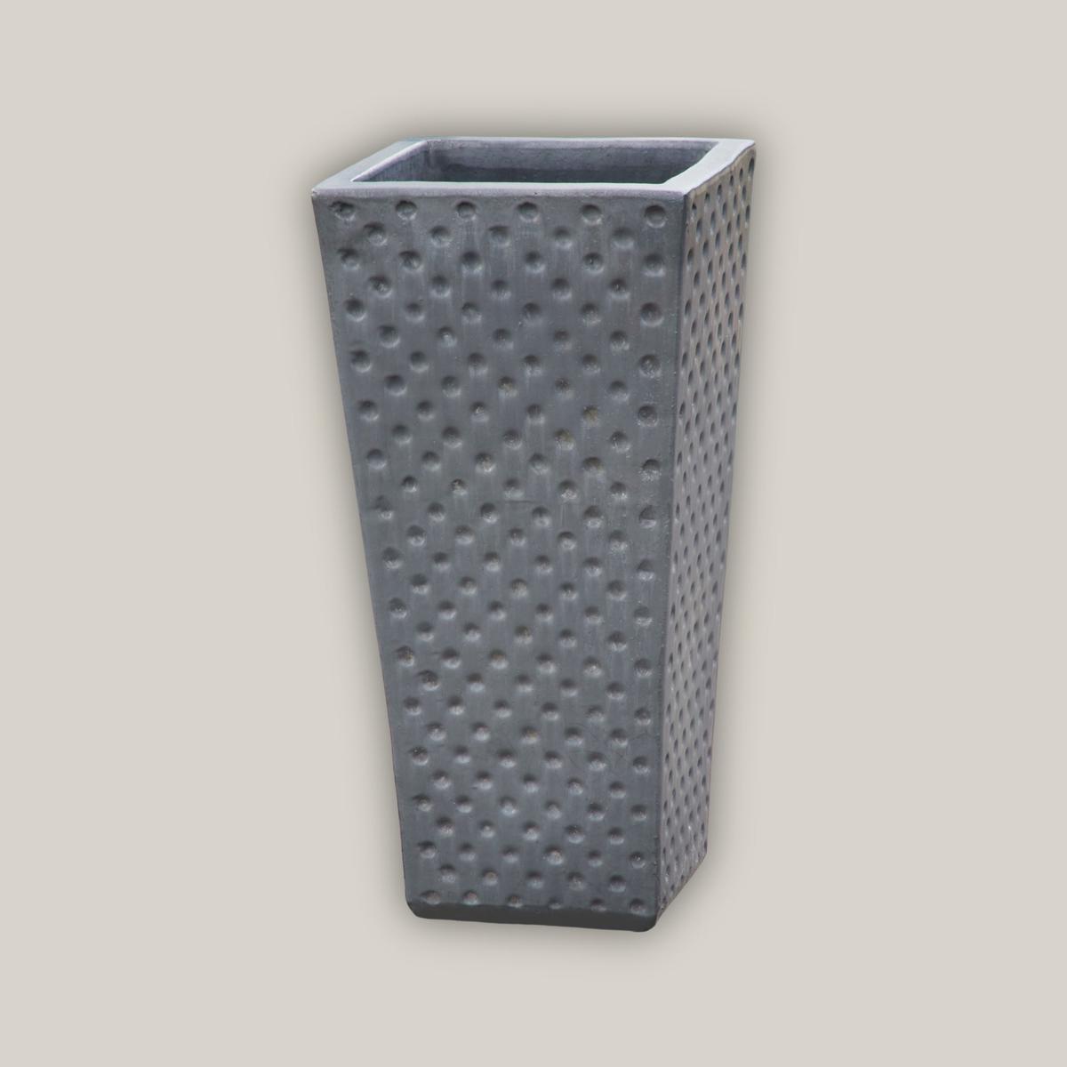 9973C8 - Matte Black Dimple Wedge Ceramic Planter - 17" x 17" x 35" | Matte Black