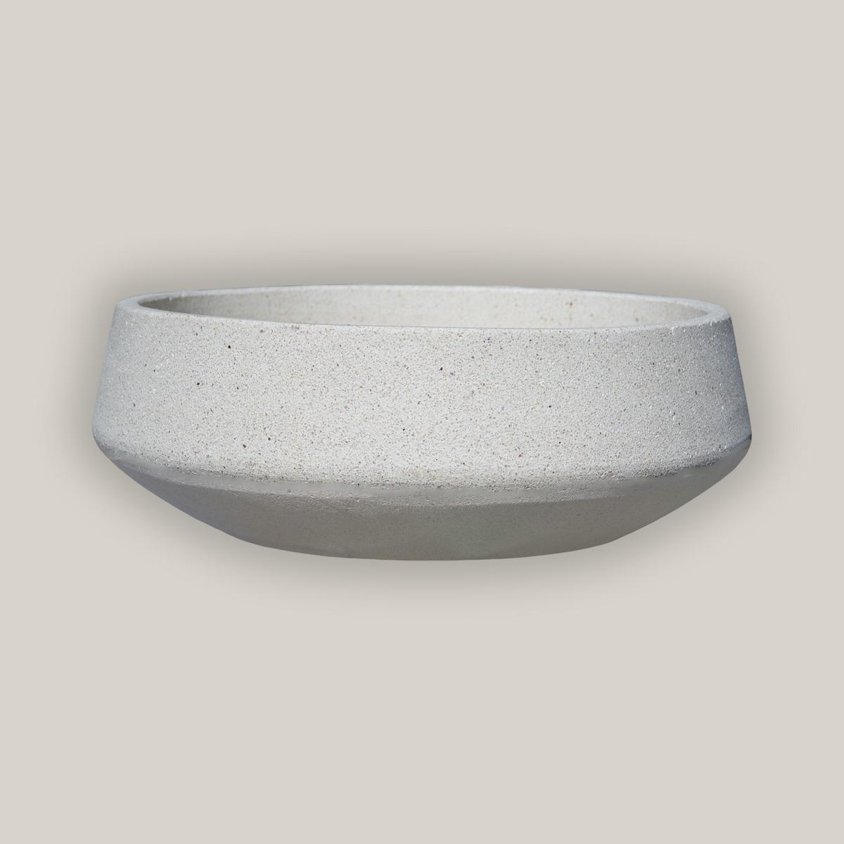 1-7167RWA - River Stone White Short Geometric Bowl Planter - 23" x 23" x 8" | River Stone White | Fiber Cement